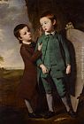 George Romney Famous Paintings - Portrait of Two Boys with a Kite